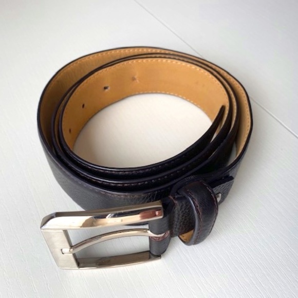 Louis Feraud Paris Genuine Pebble Leather Dark Brown Coffee Size 100/115 - Picture 1 of 12